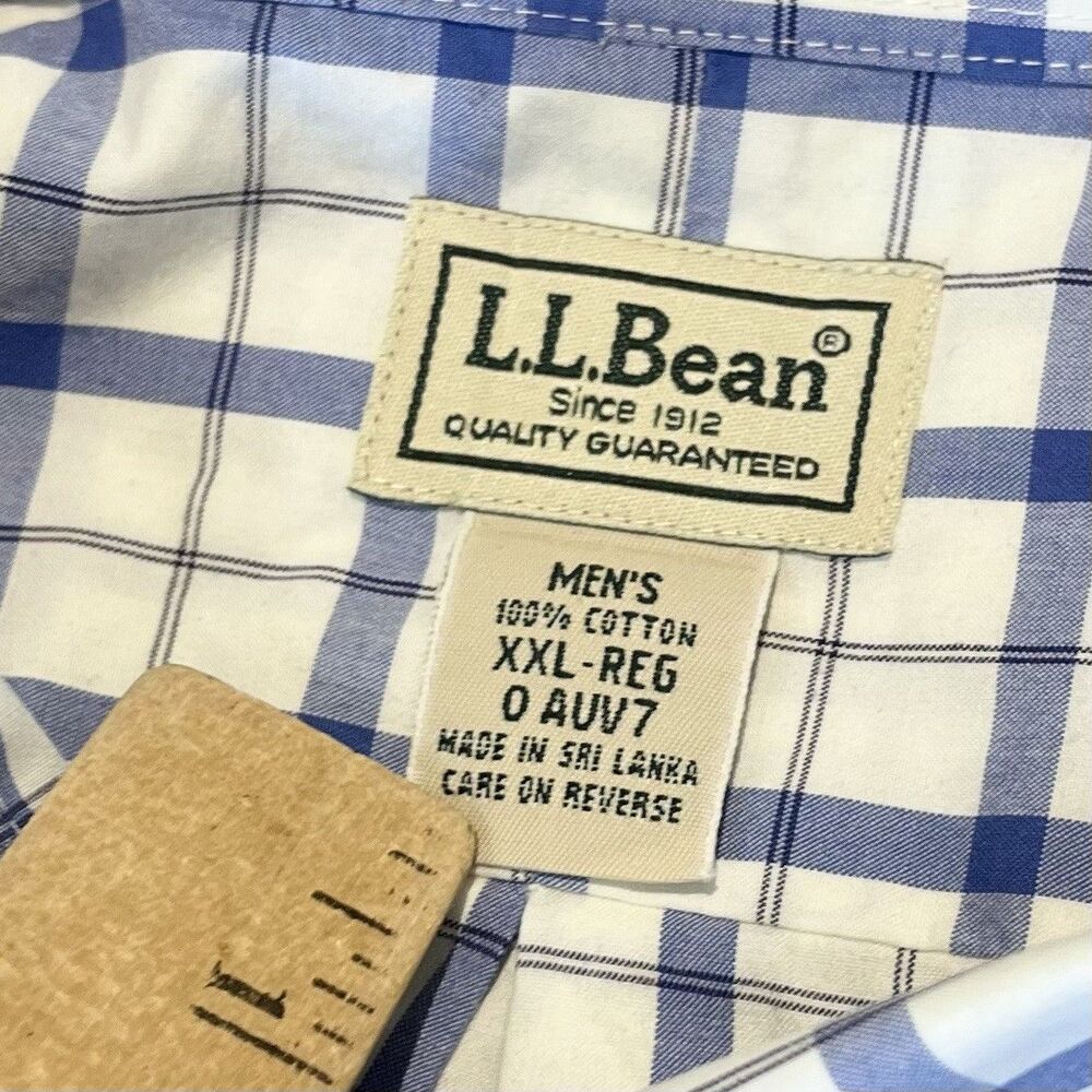 LL Bean Wrinkle & Stain Resistant Shirt XL Plaid Blue Button Down Long Sleeve - Picture 2 of 8